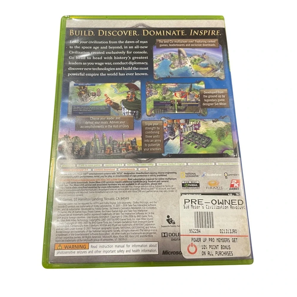 Sid Meiers Civilization Revolution Xbox 360 Strategy Game 2K Firaxis Complete